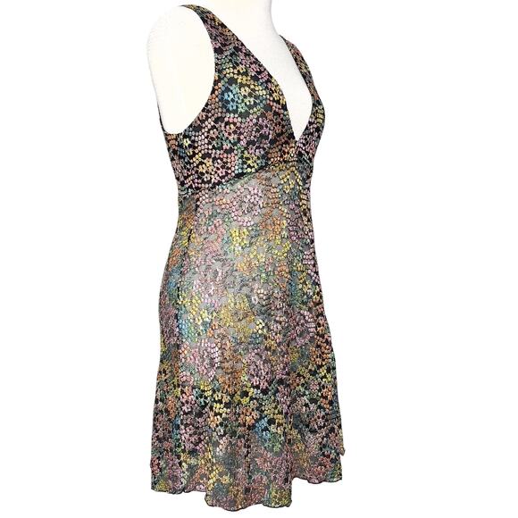 Free Prople Forget Me Not SZ L Floral Metallic Slip Dress - Picture 5 of 7